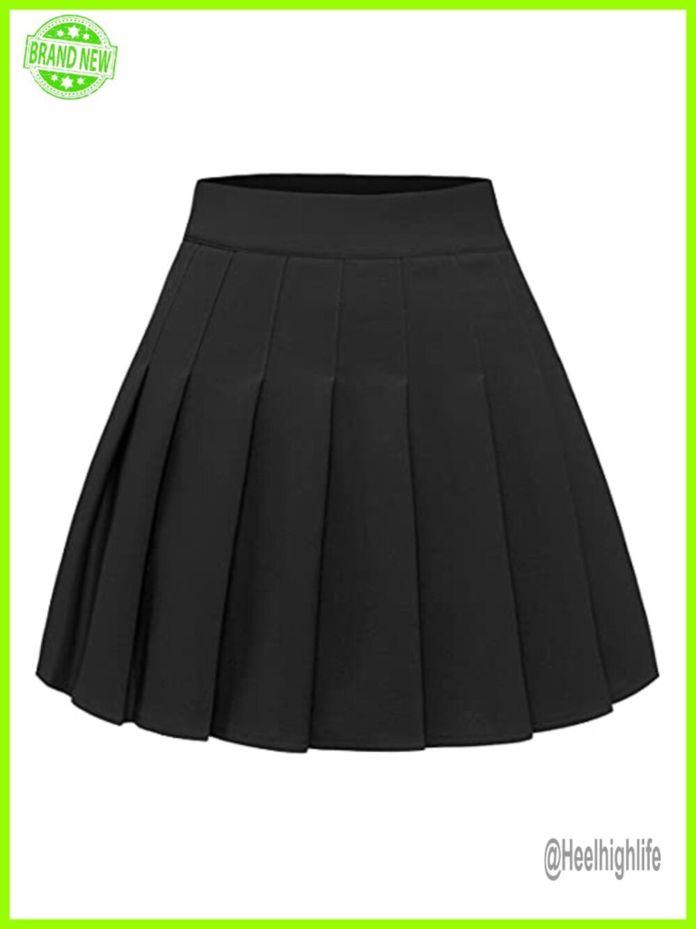 Womens Pleated Mini Skirt High Waist A-Line Skater Skirt Polyester Spandex